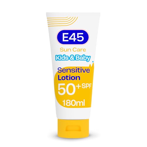 Detalle de E45 Kids & Baby Sun Lotion SPF 50+ for Sensitive Skin – Gentle UVA/UVB Protection with Avocado Oil