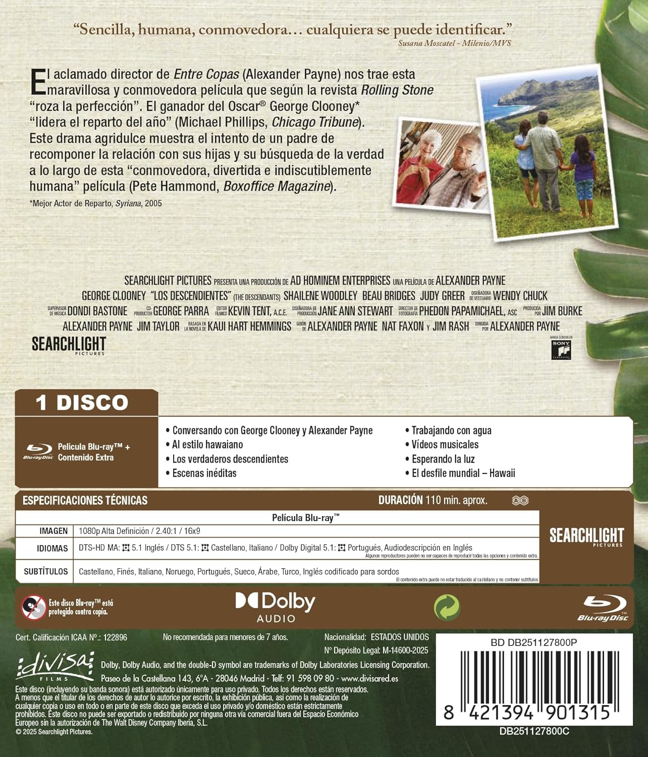 Thumbnail 1 de Divisa HV Los Descendientes Blu-ray (2011)