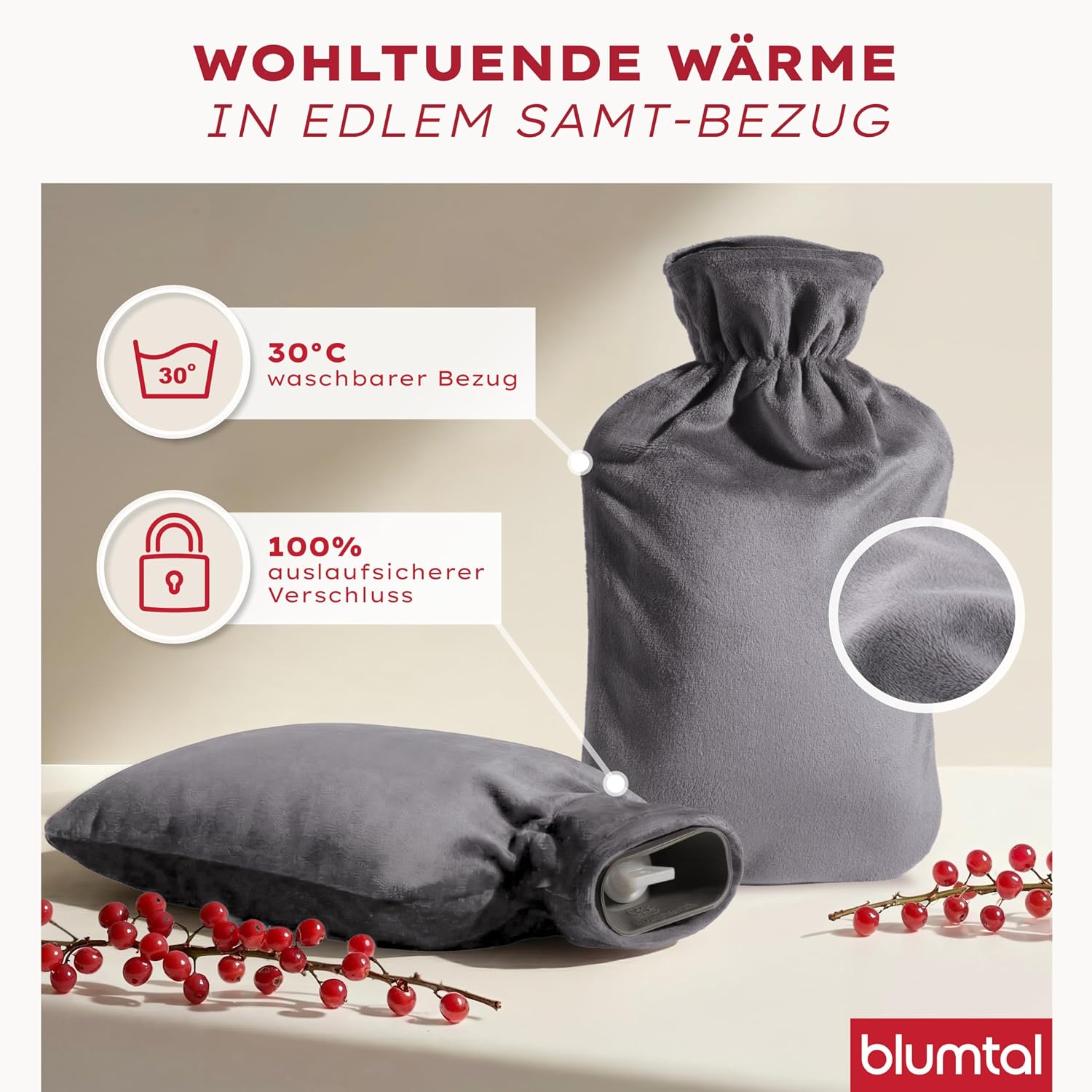 Detalle de Blumtal Premium Wärmflasche 1,5 L
