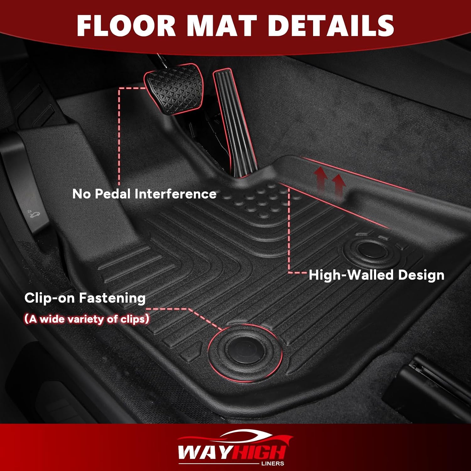 Detalle 1 de Wayhigh Volkswagen Tiguan Floor Mats & Cargo Liner, 2018-2024, TPE, 5-Seat