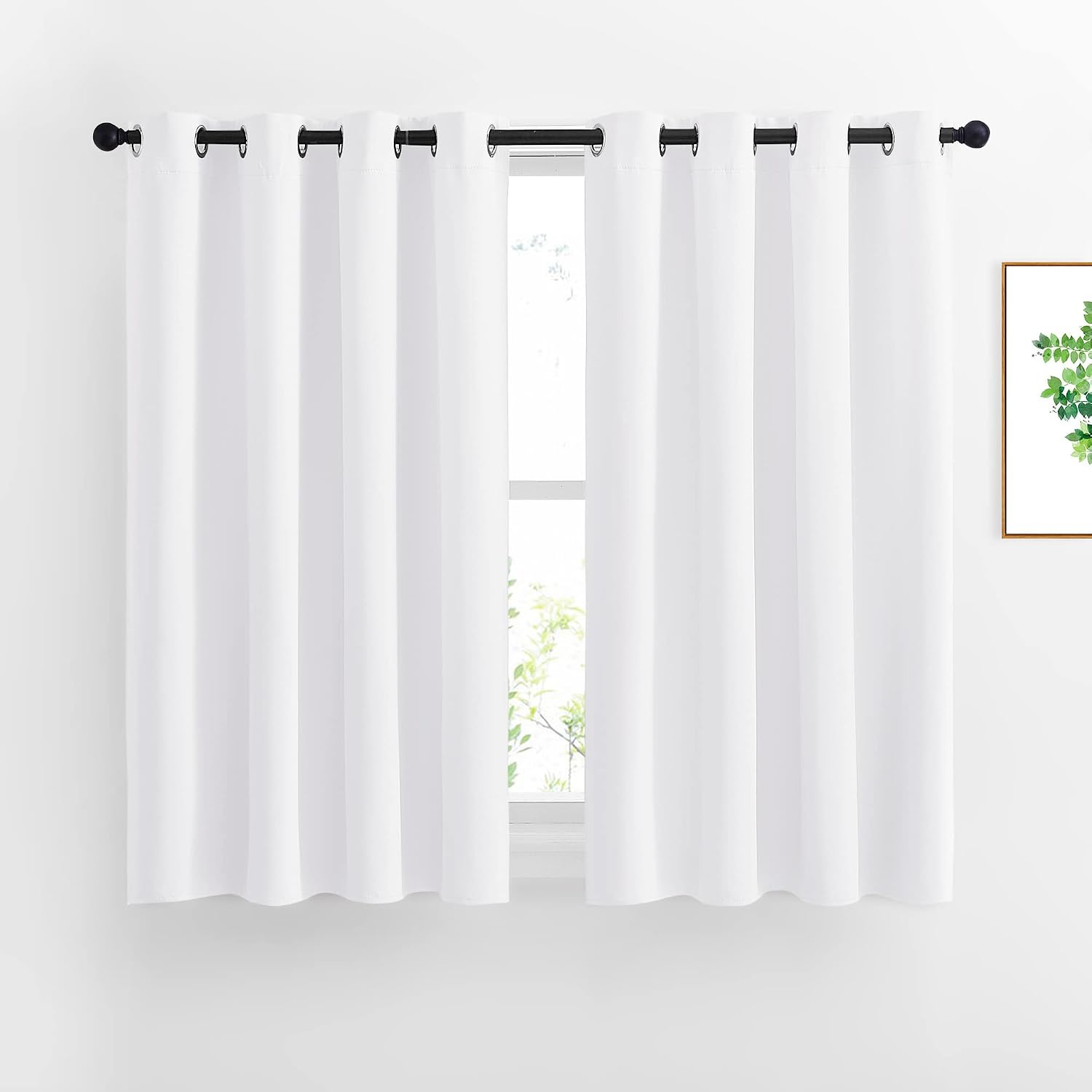 Detalle de NICETOWN 2-Panel Pure White Blackout Curtain Panels, 52 x 54 Inches