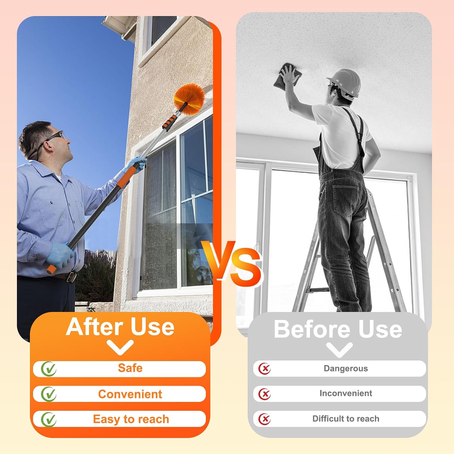 Detalle de LAANPOLE 7.2m Extendable Feather Duster: Reach High Ceilings and Dusty Corners with Ease