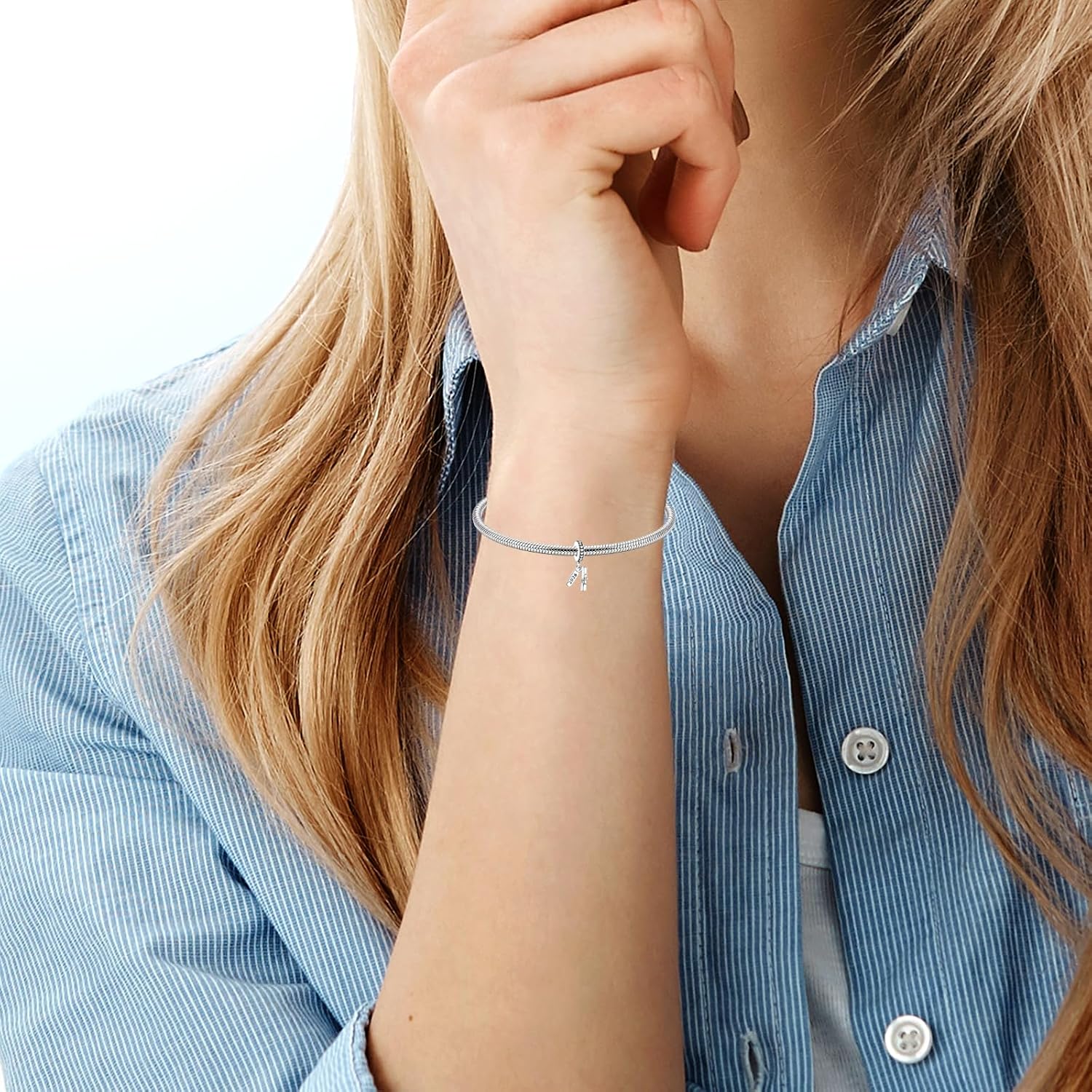 Detalle de PHCLASY 2026 Pink Abschluss Cap Stars Charm-Anhänger (Kompatibilität für Armband) – Herz-Schmuck für Schulabschluss