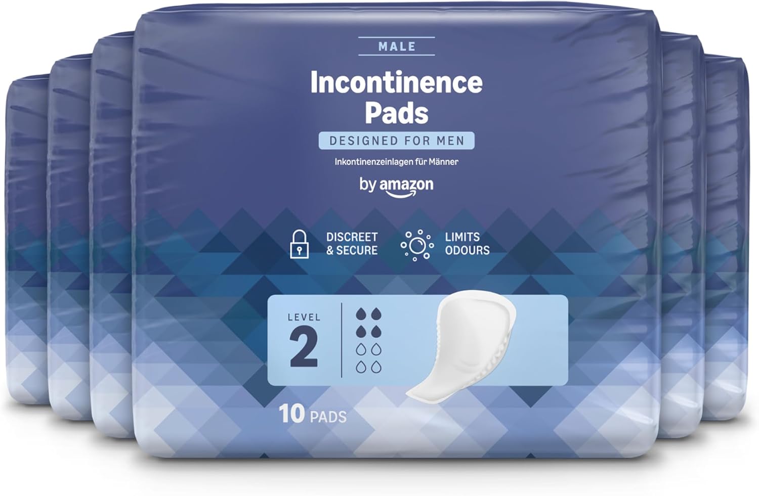 Detalle de By Amazon Men Incontinence Pads – 60 Pads (6 Packs of 10): practical daily protection
