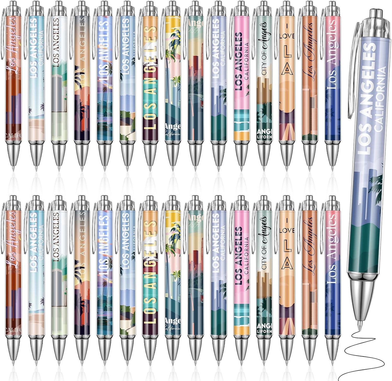 Detalle de Sayglossy ロサンゼルスデザイン ボールペン 30本セット、15種類・黒インク