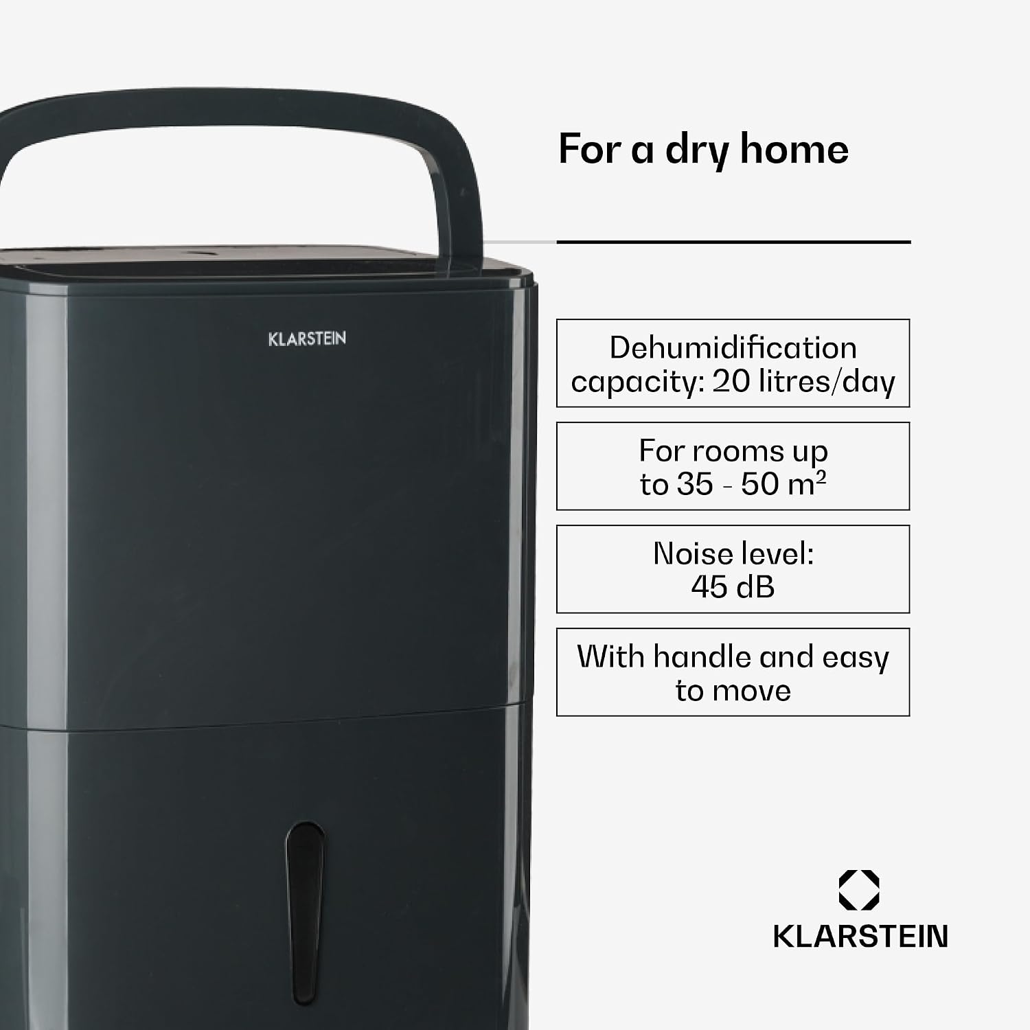 Detalle 2 de Klarstein DXJ2-DryFy-20-grey 20L Dehumidifier and Air Purifier