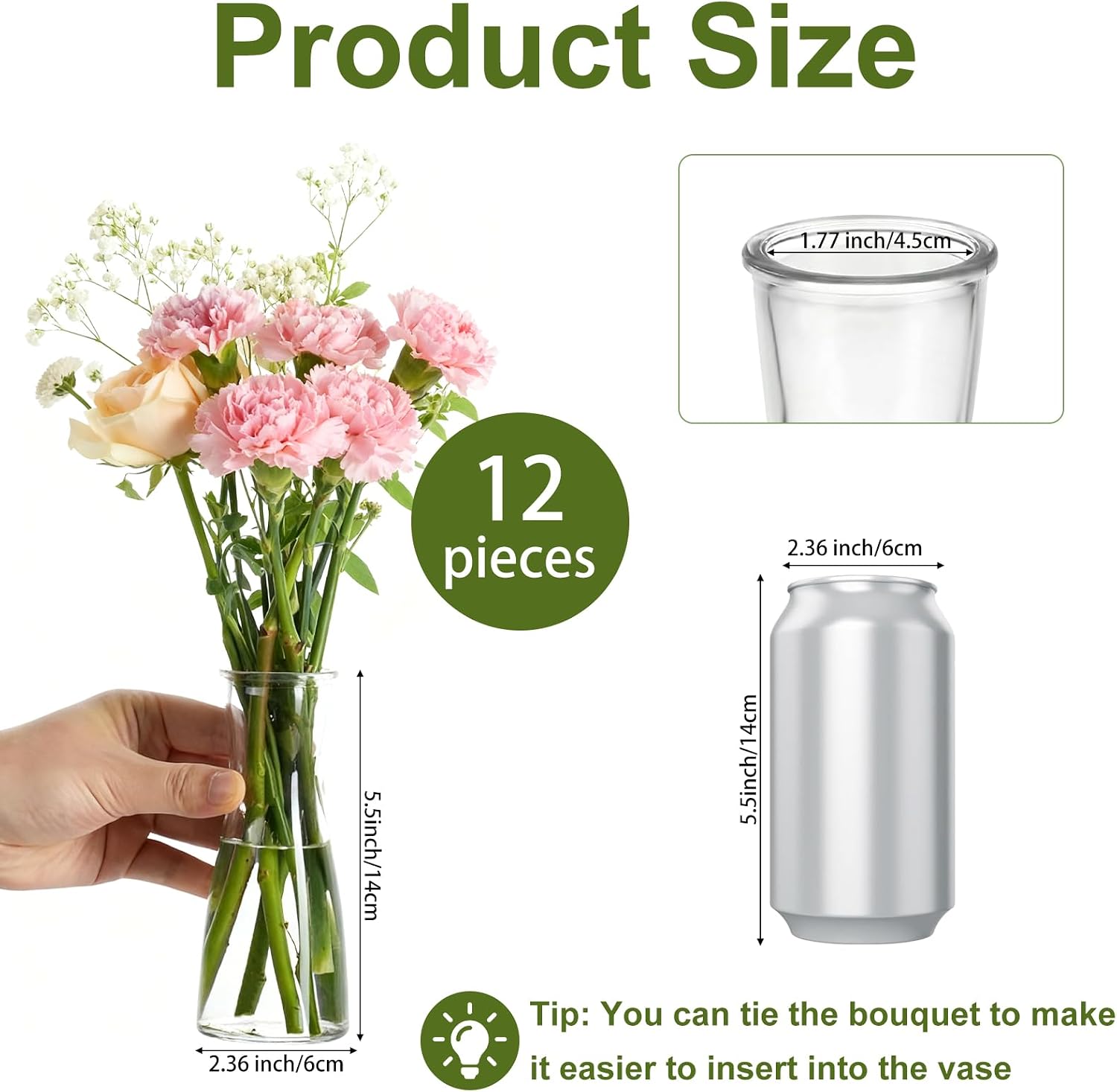 Thumbnail 1 de TEUYOE 14 cm Clear Bud Vase set 12-pack