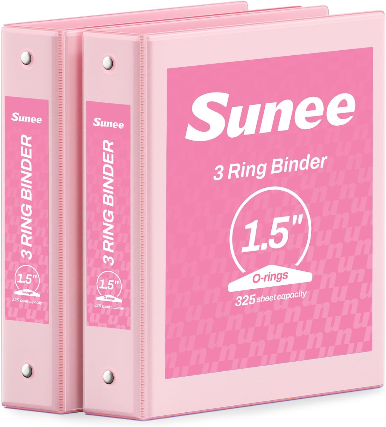 Detalle de SUNEE 1.5-Inch 3-Ring Binder 2-Pack, Pink, PVC-Free Clear View