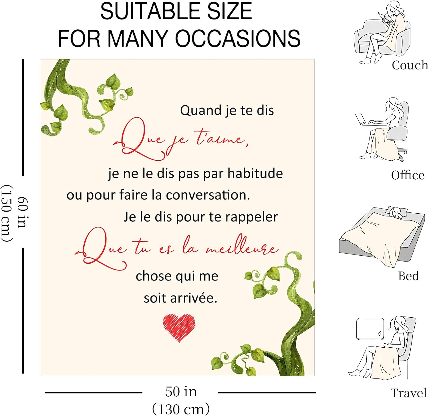 Thumbnail 1 de Couverture romantique 150 x 130 cm