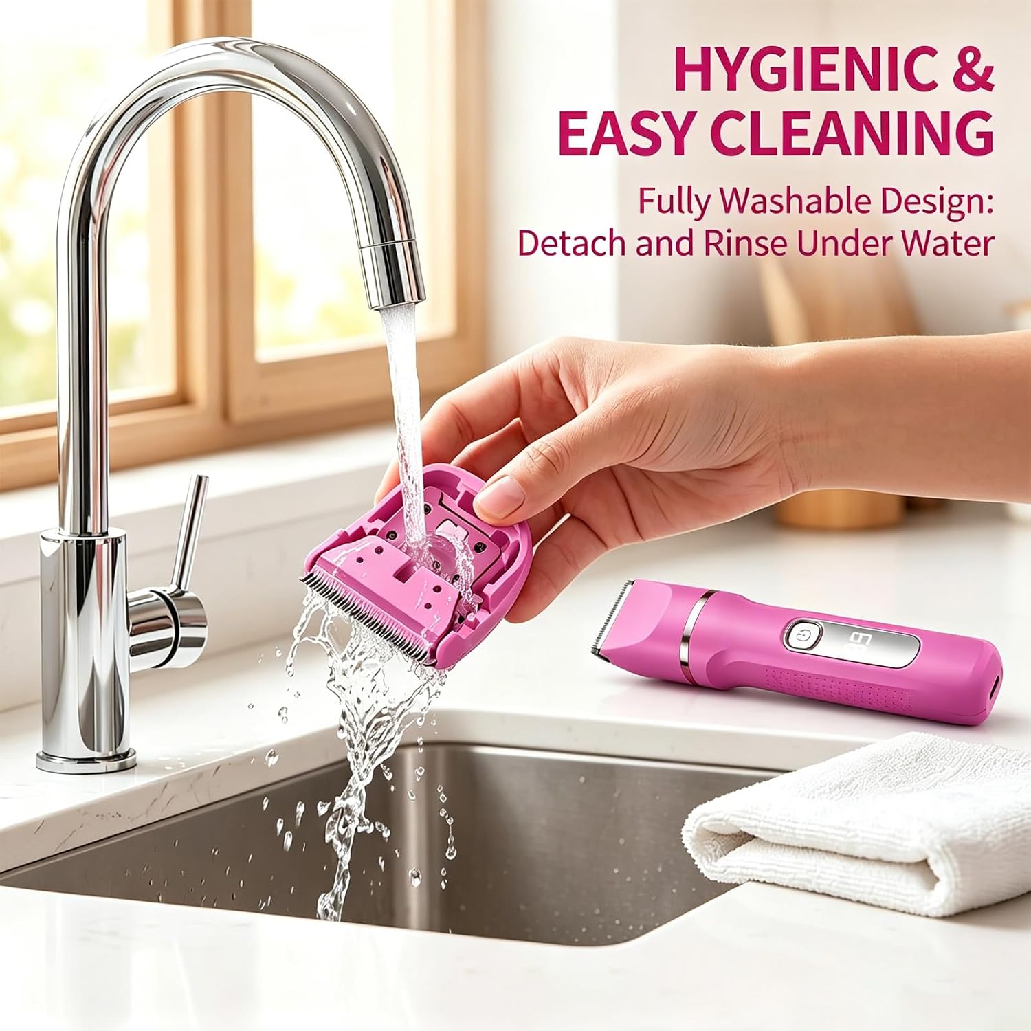 Detalle 1 de KINGTEE L6D 5-in-1 Women's Trimmer, IPX7 Waterproof, Rose Pink