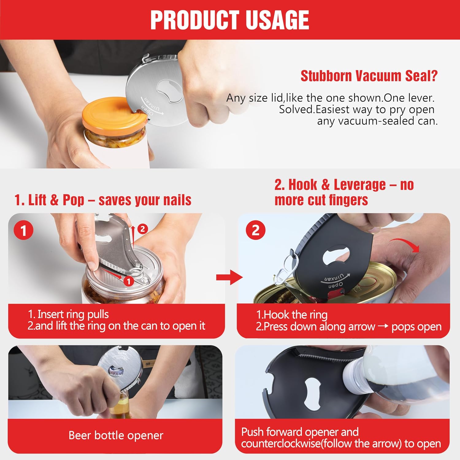 Detalle 2 de Uinxan Multifunction Bottle Opener Stainless Steel