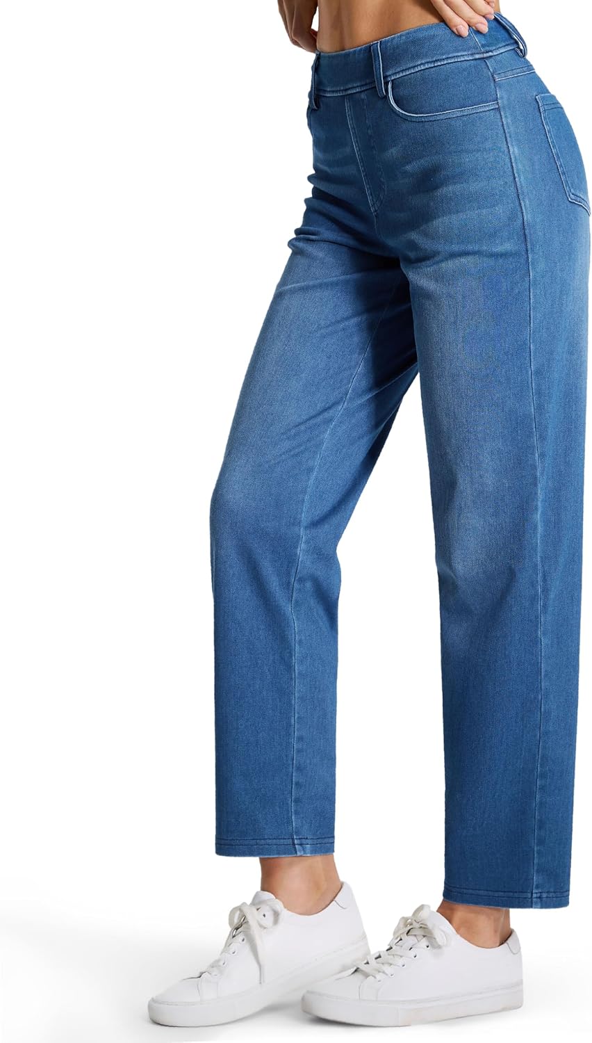 Detalle 2 de THE GYM PEOPLE Women's Straight Leg Pull-On Jeans, Stretch Denim