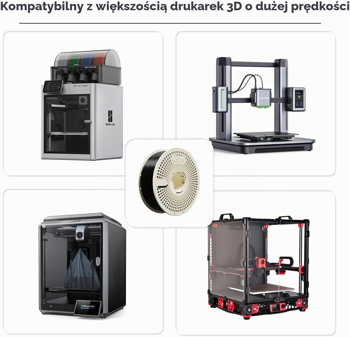 Thumbnail 4 de eSUN PLA-BasicTZ PLA Basic – szary filament PLA 1,75 mm, 1 kg, refill bez szpuli