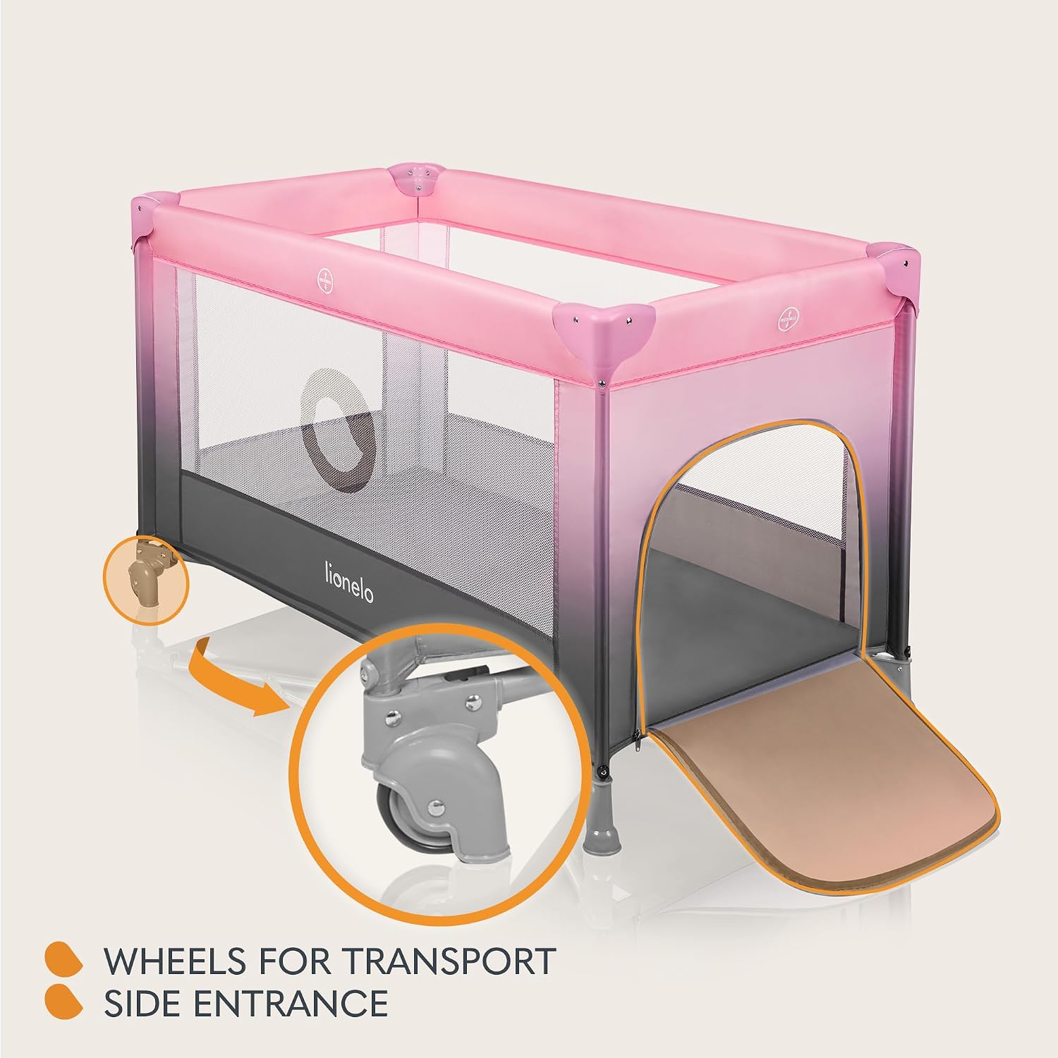 Thumbnail 3 de Lionelo STEFI Travel Cot: Portable Baby Bed for 0–36 kg with Mattress, LockGuard Safety and Easy-Fold System