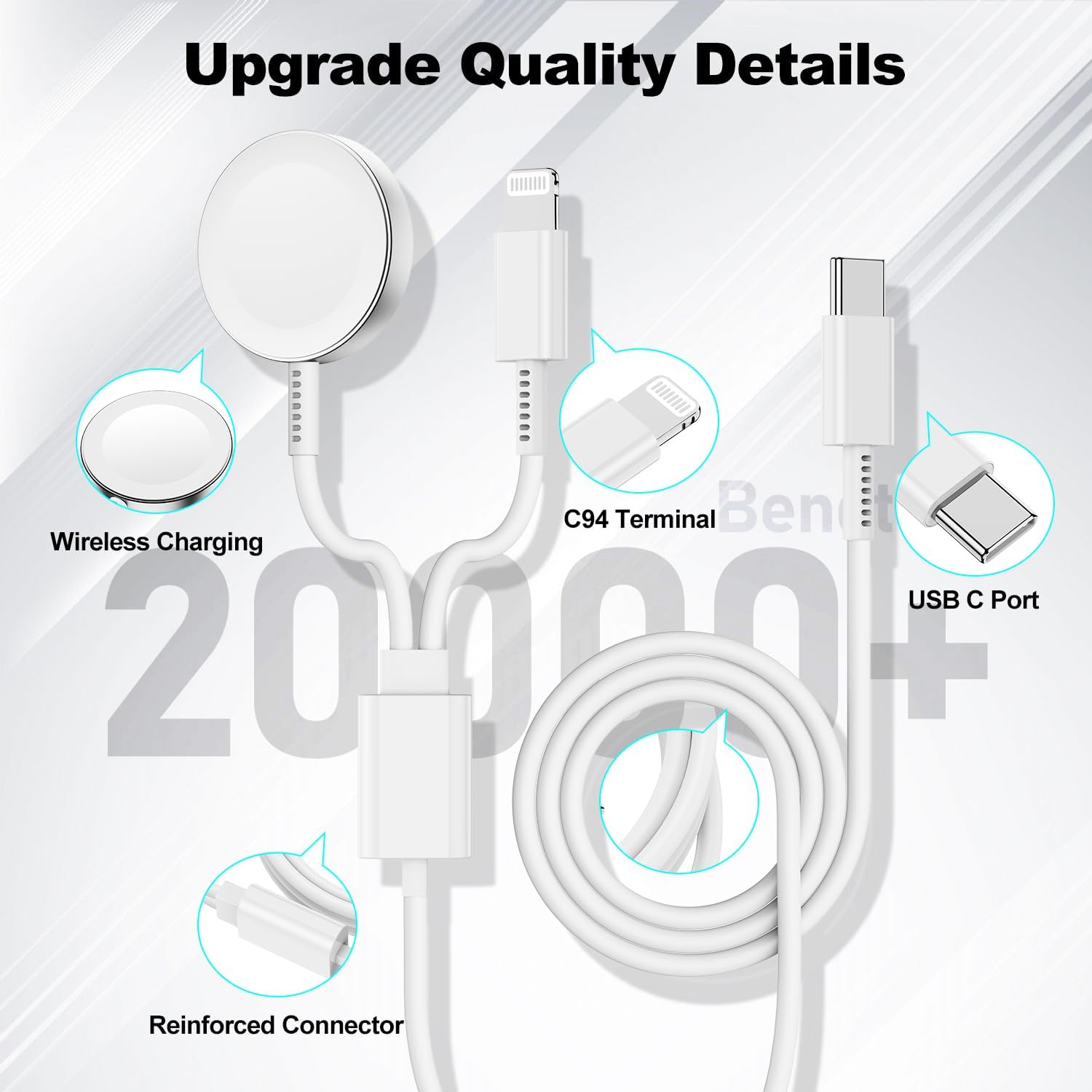Detalle 1 de Magnetic 2‑in‑1 USB‑C Charger Cable 6ft