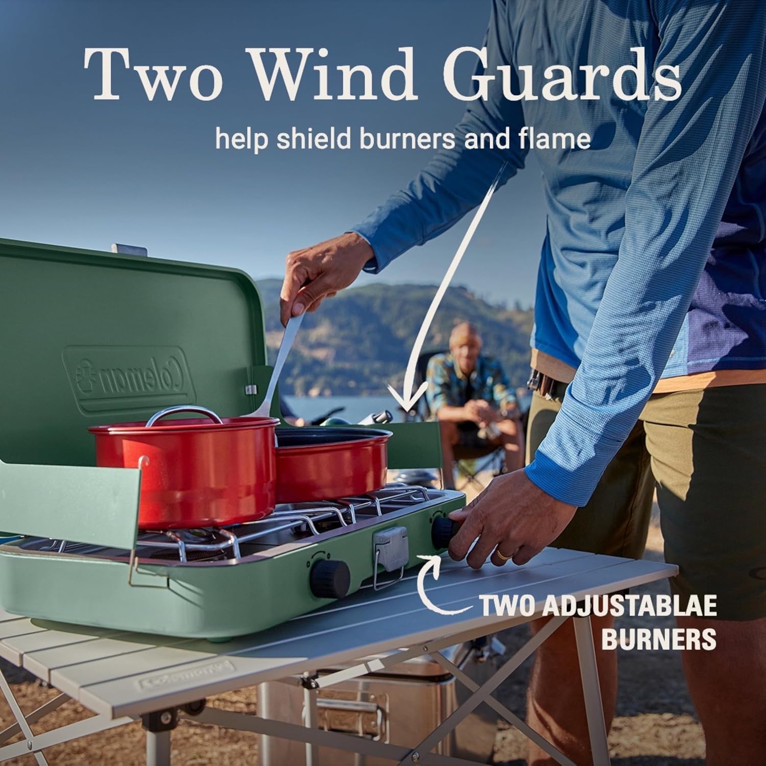 Detalle 1 de Coleman Cascade 222 2-Burner Camping Stove, 22,000 BTUs, Wind Guards