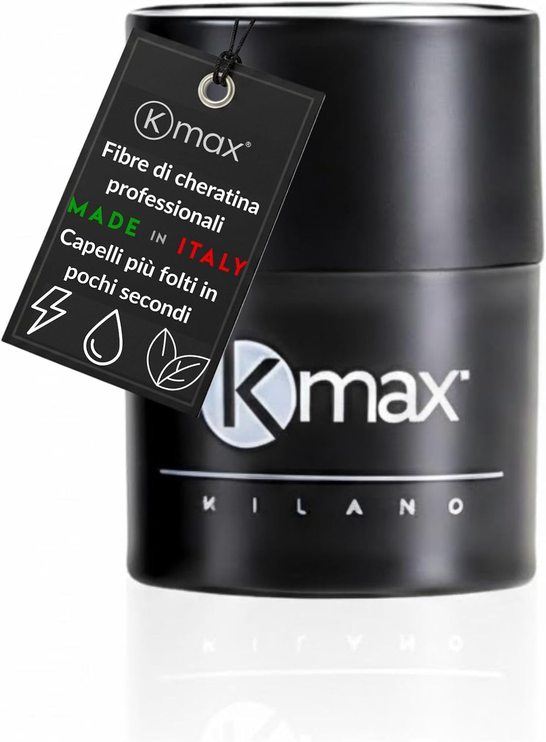 Detalle de Kmax Fibre Cheratina per Capelli 5 g – Polvere volumizzante naturale per capelli diradati (Castano scuro)