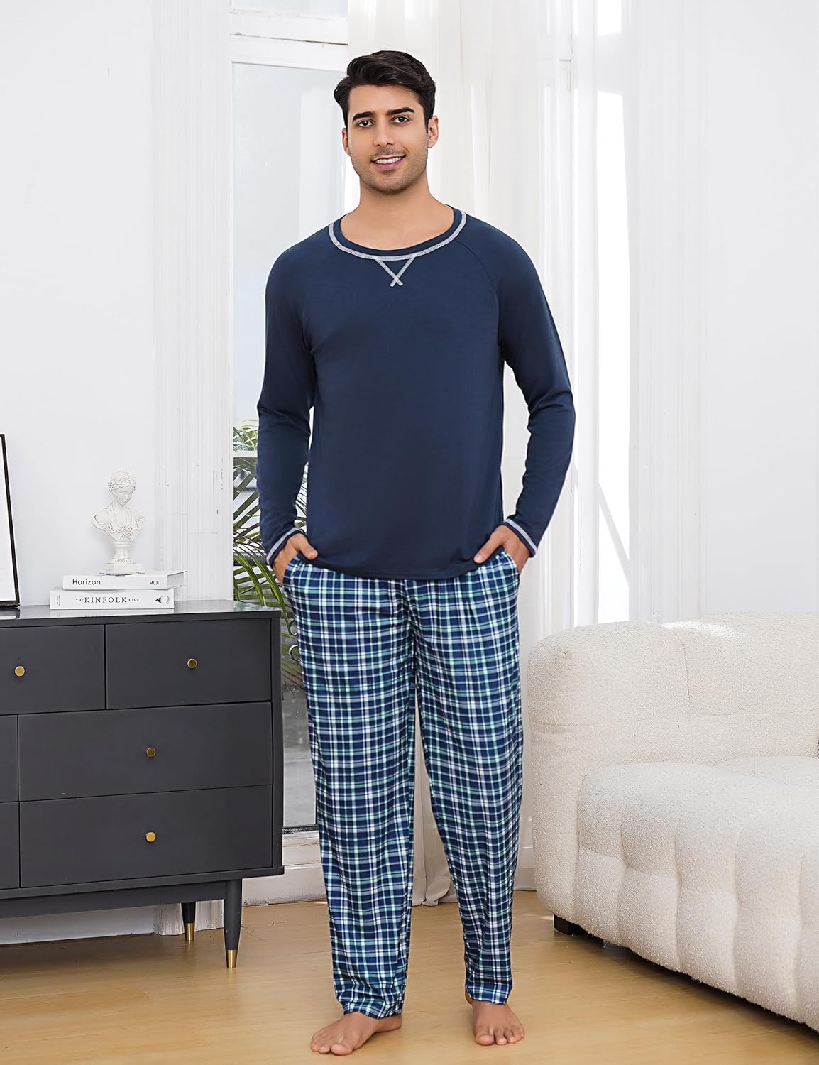 Detalle 2 de Litherday Pijama Hombre Invierno Algodón 2 Piezas