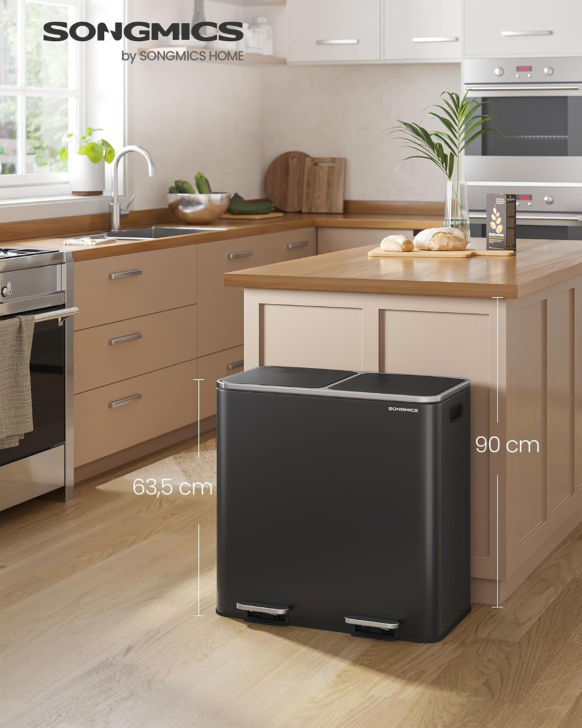 Detalle 2 de SONGMICS Mülleimer LTB730B82 2x40L