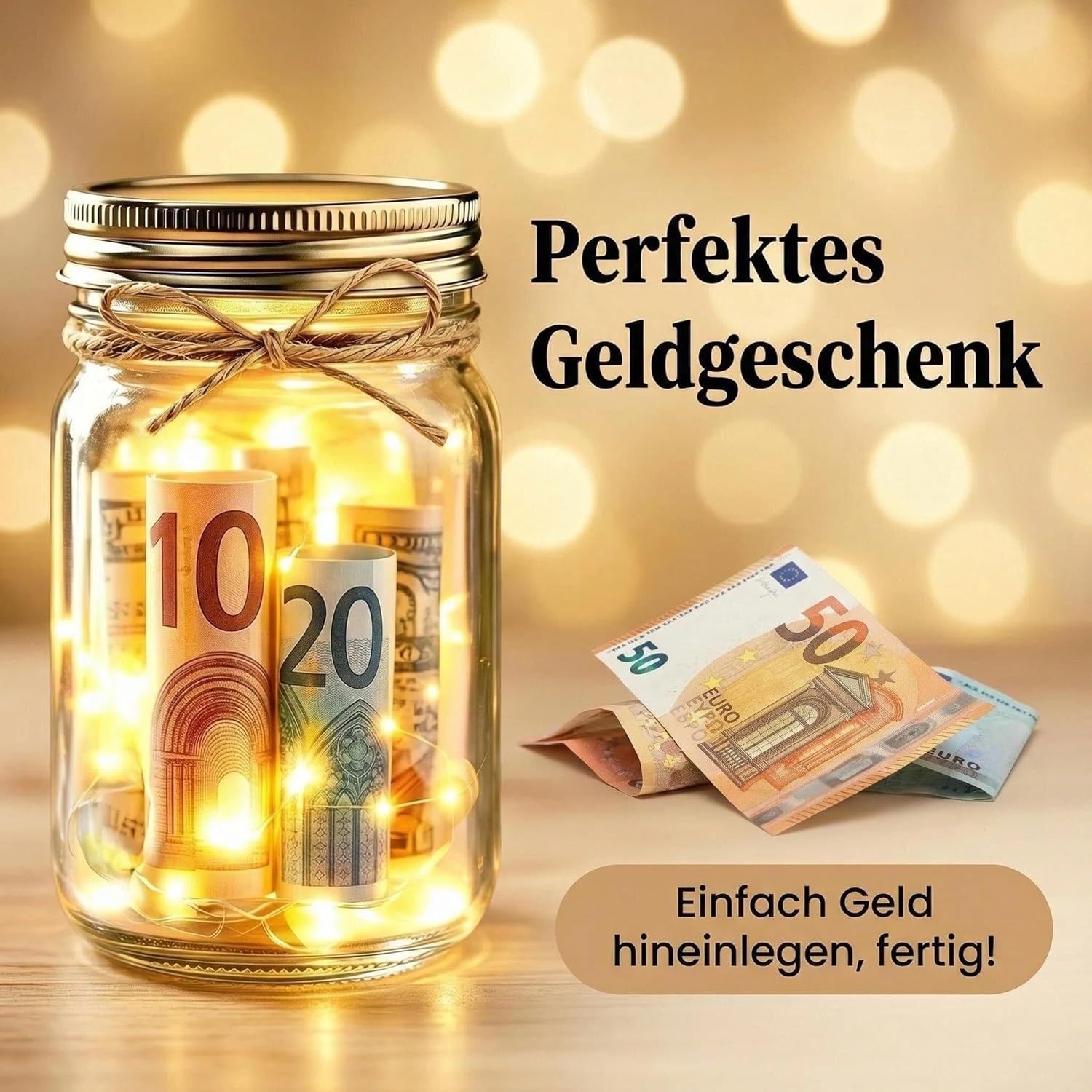 Thumbnail 2 de Johiux LED Flaschenlicht zum 40. Geburtstag – Geschenkset mit Biene und Glückwunschkarte