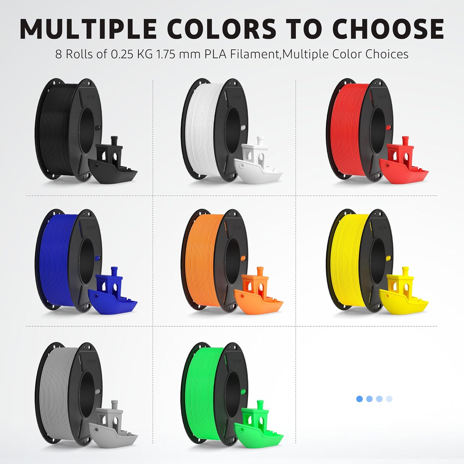 Detalle de ELEGOO 250g PLA Filament Bundle – 1.75mm, 8 Colour Pack