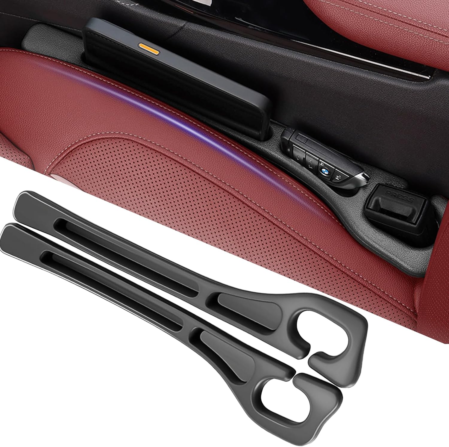 Detalle de YLXGT Car Seat Gap Filler Organizer (Universal) for SUV/Truck/Sedan, Black, 2-Pack