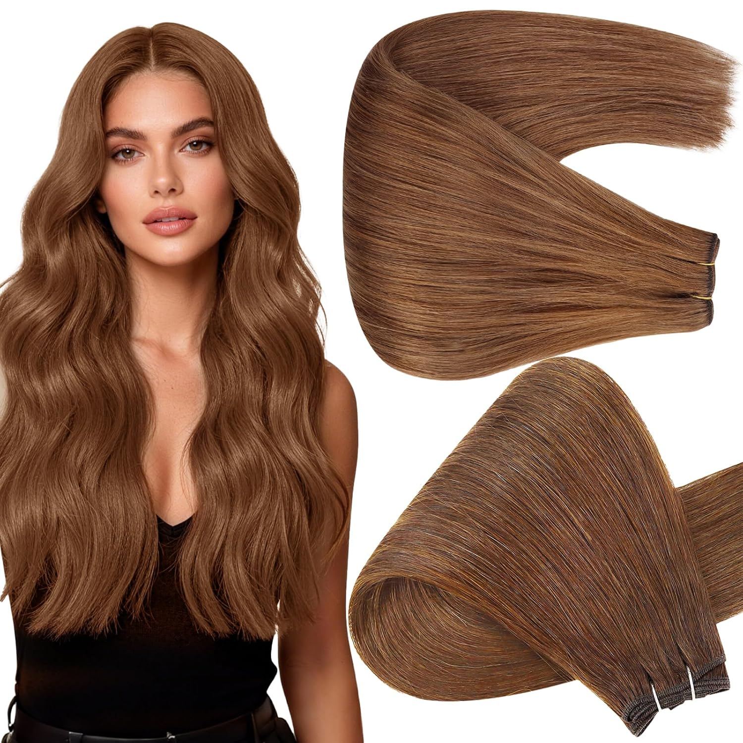 Imagen de Full Shine Copper Weft Hair Extensions 120G 18 Inch Sew In Extensions en OfertitasTOP