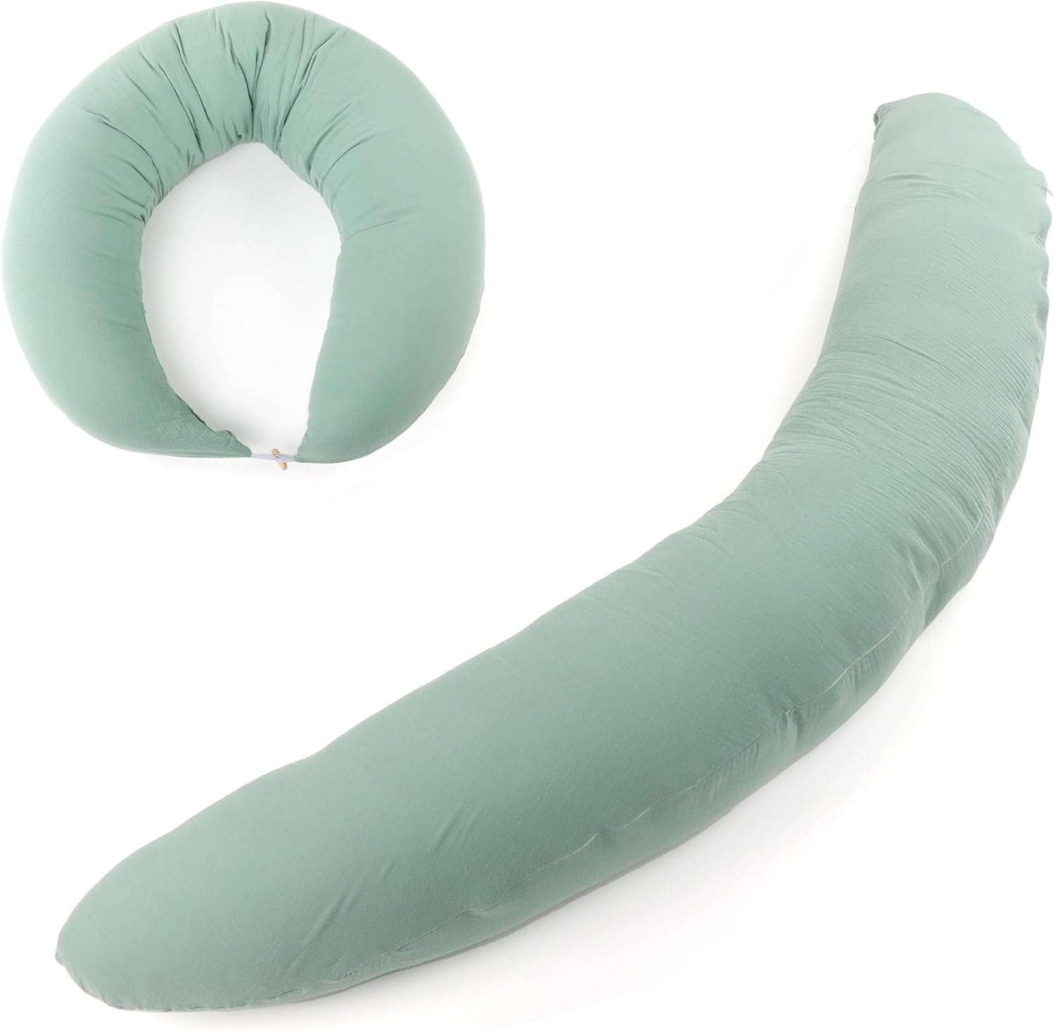 Thumbnail 6 de CALIYO Stillkissen XXL 190 × 32 cm – Seitenschläferkissen & Schwangerschaftskissen mit abnehmbarem, waschbarem Bezug (Hellgrün)