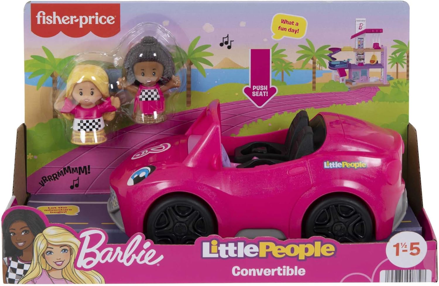 Thumbnail 6 de Fisher-Price Coffret Little People Cabriolet de Barbie – véhicule sonore à pousser avec 2 figurines