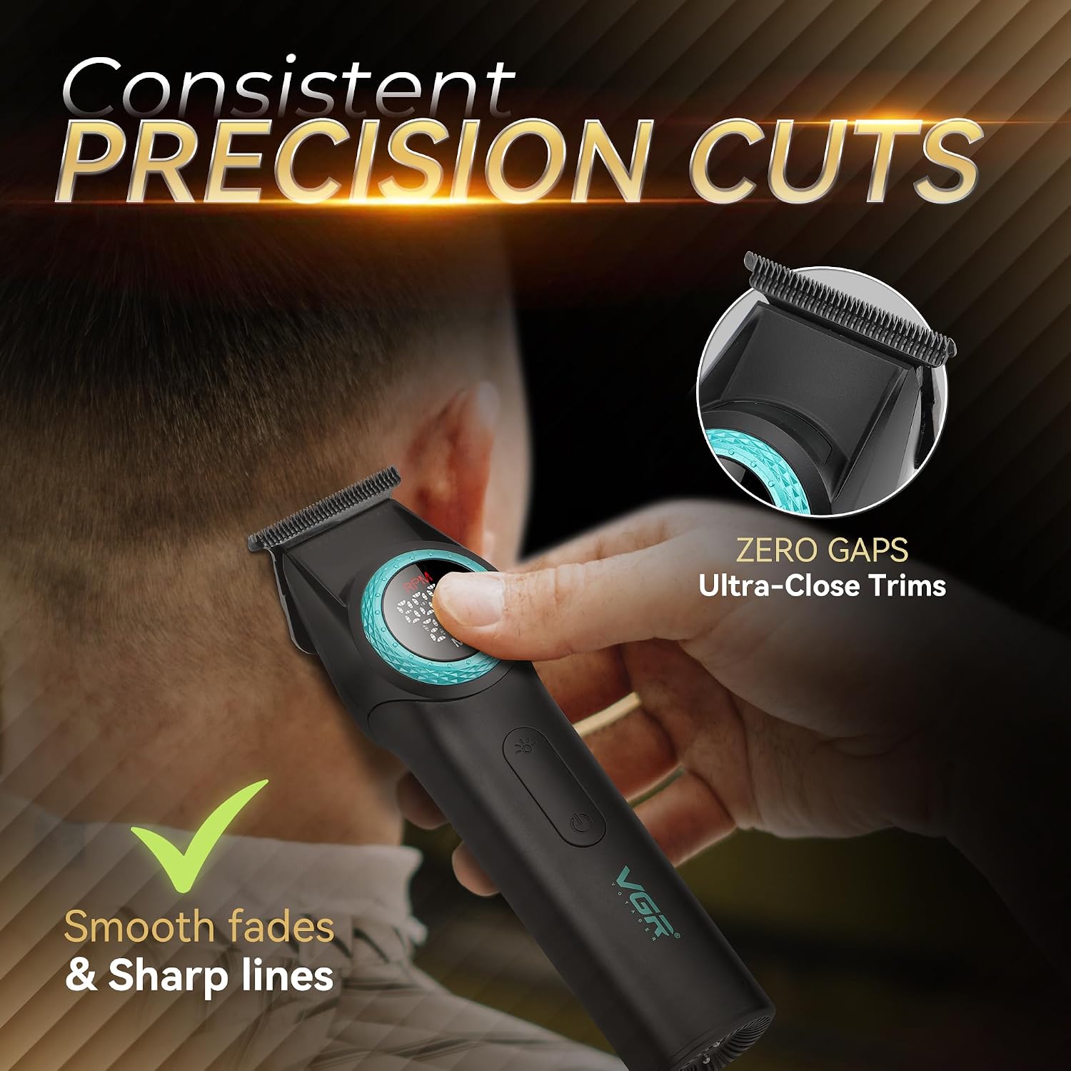 Thumbnail 3 de VGR Professional Beard Hair Trimmer for Men – Cordless USB Rechargeable with DLC + Ceramic Blades