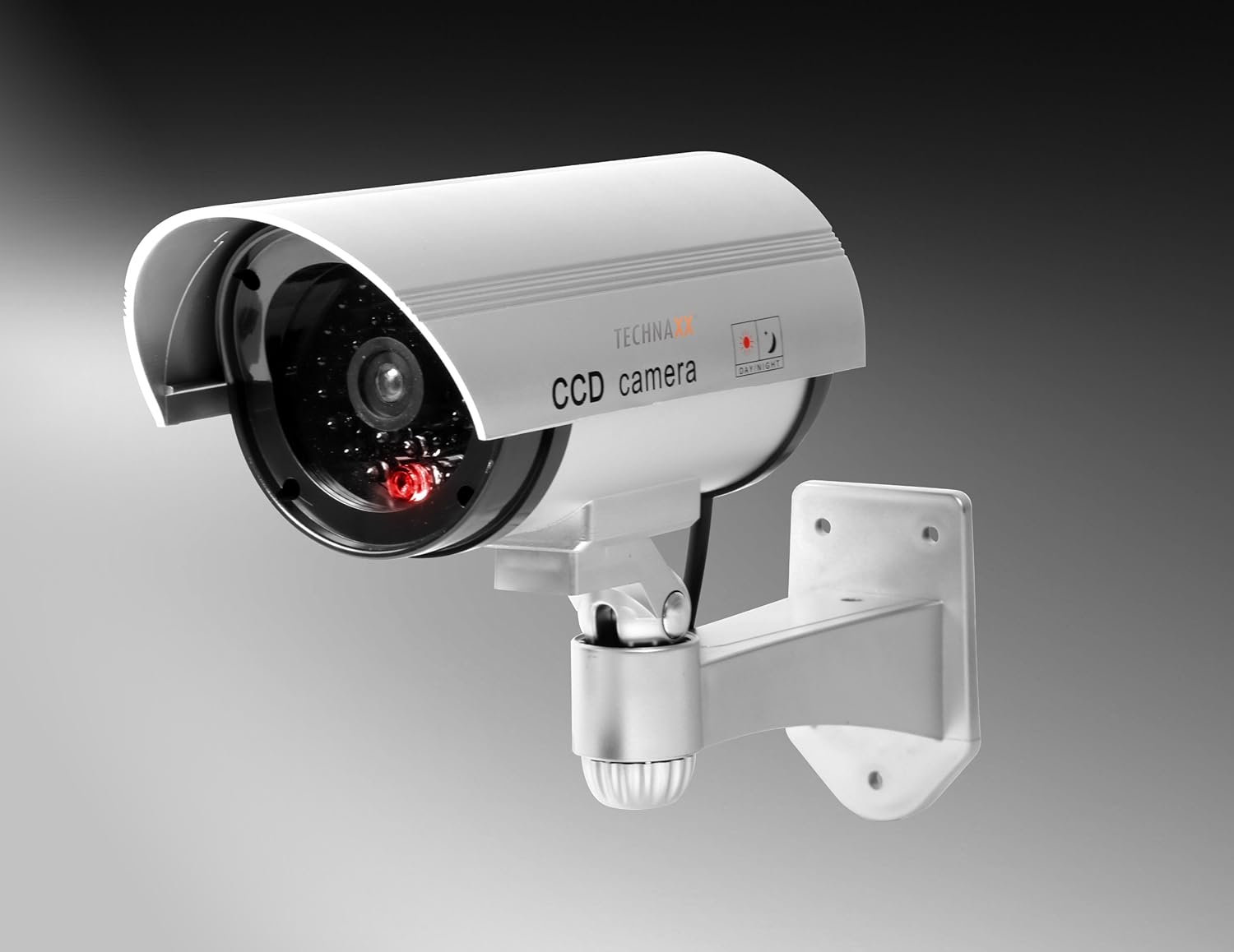 Detalle de Technaxx TX-18 CCD-Kamera-Attrappe – täuschend echte Dummy-Überwachungskamera mit blinkender LED
