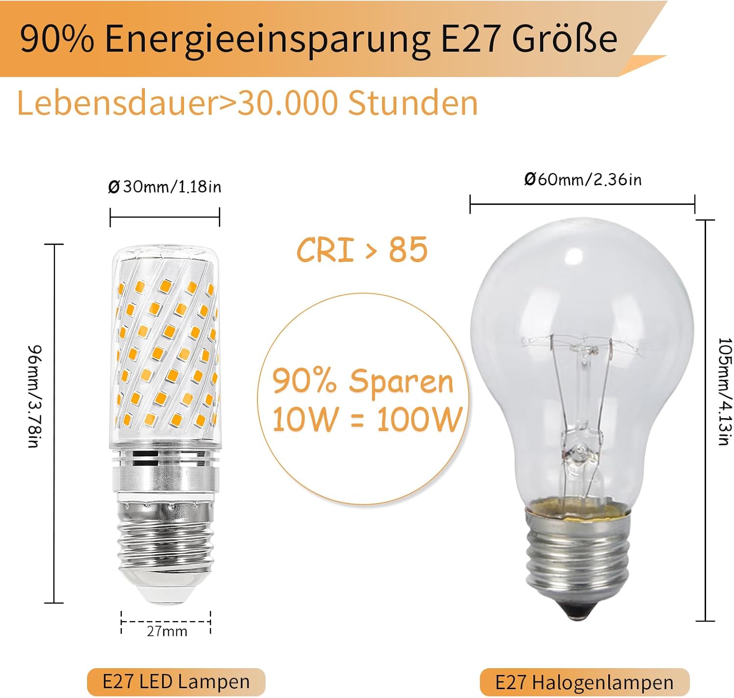Thumbnail 1 de I-SHUNFA E27-94LED E27-ledmaïslamp, dimbaar, warmwit 3.000 K, 10 W, set van 4