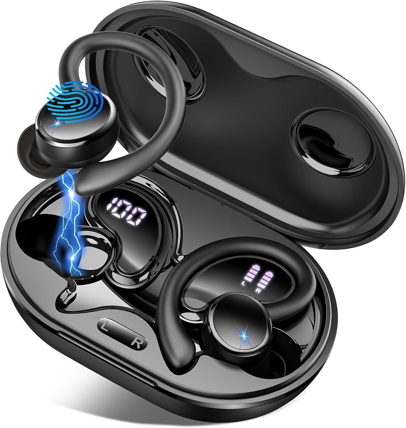 Detalle de Matast Wireless Earbud Bluetooth 5.4 with Earhooks – IP7, 50h Playtime, ENC Noise Cancelling