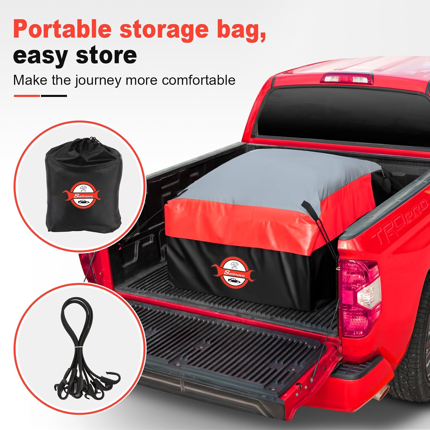 Detalle de Sailnovo Truck Bed Cargo Bag 26 cu ft — Waterproof, Heavy-Duty PVC, Universal Fit (50 x 40 x 22 in)