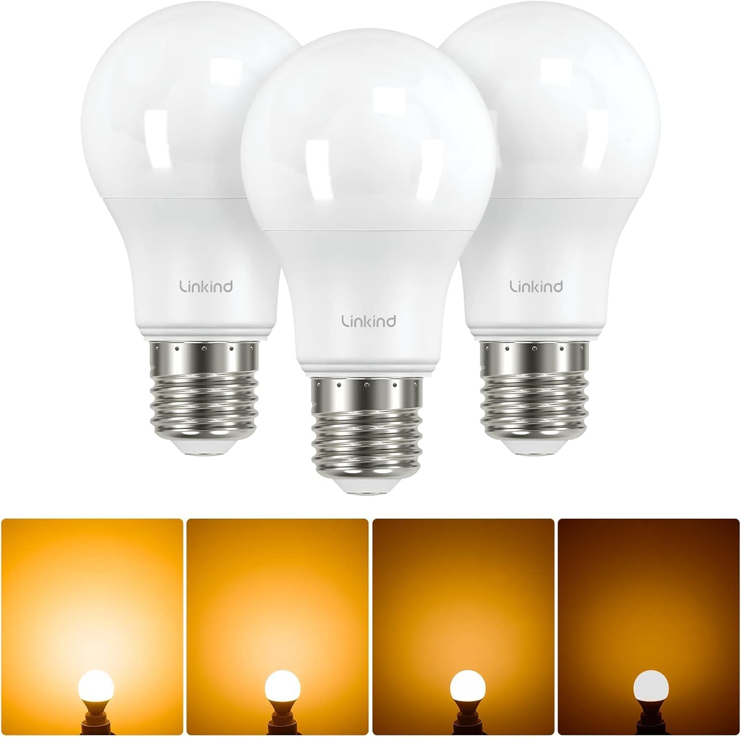 Lot de 3 ampoules LED Linkind Ampoule Edison A60 E27 dimmable 7,3 W (équiv. 60 W) blanc chaud 2700 K