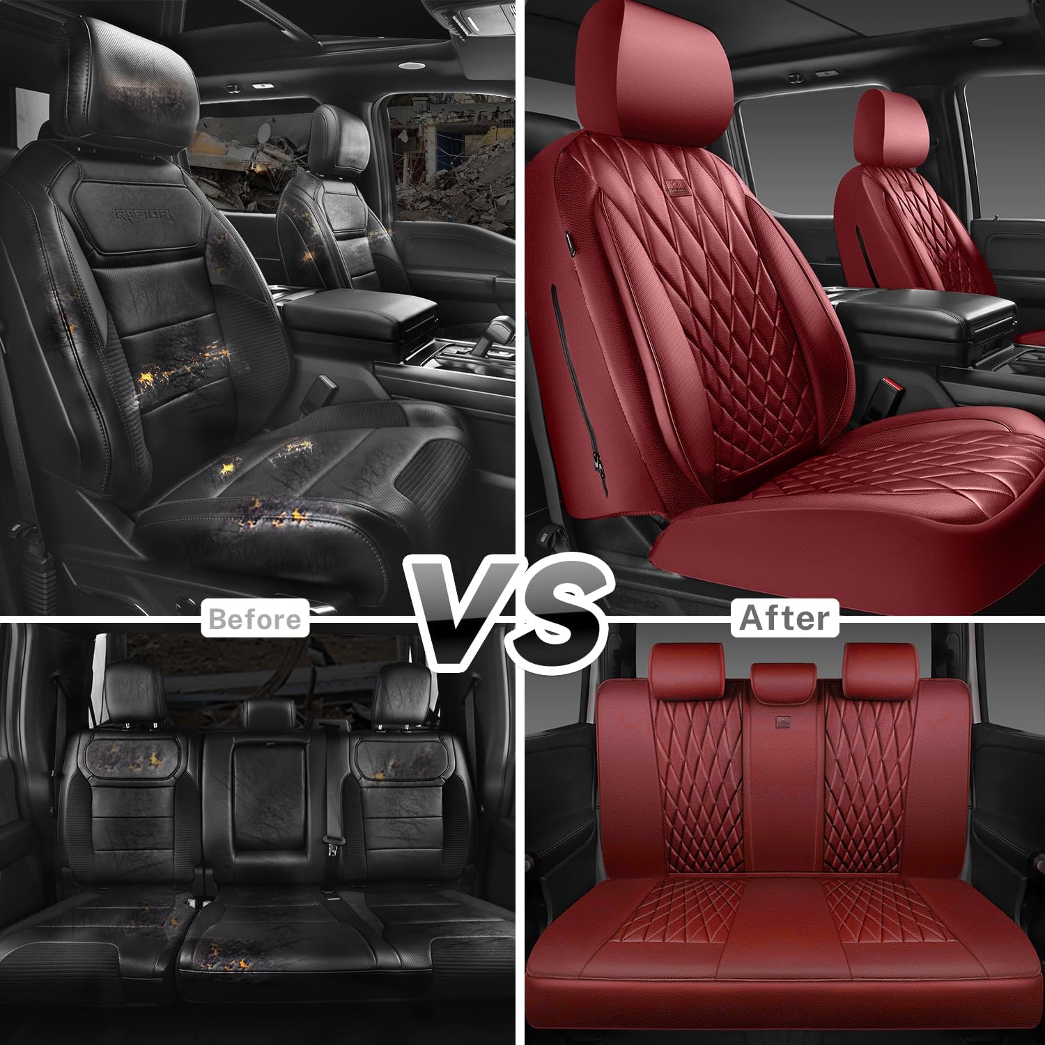 Thumbnail 4 de CAR PASS Piping Full Seat Covers 5-piece Set