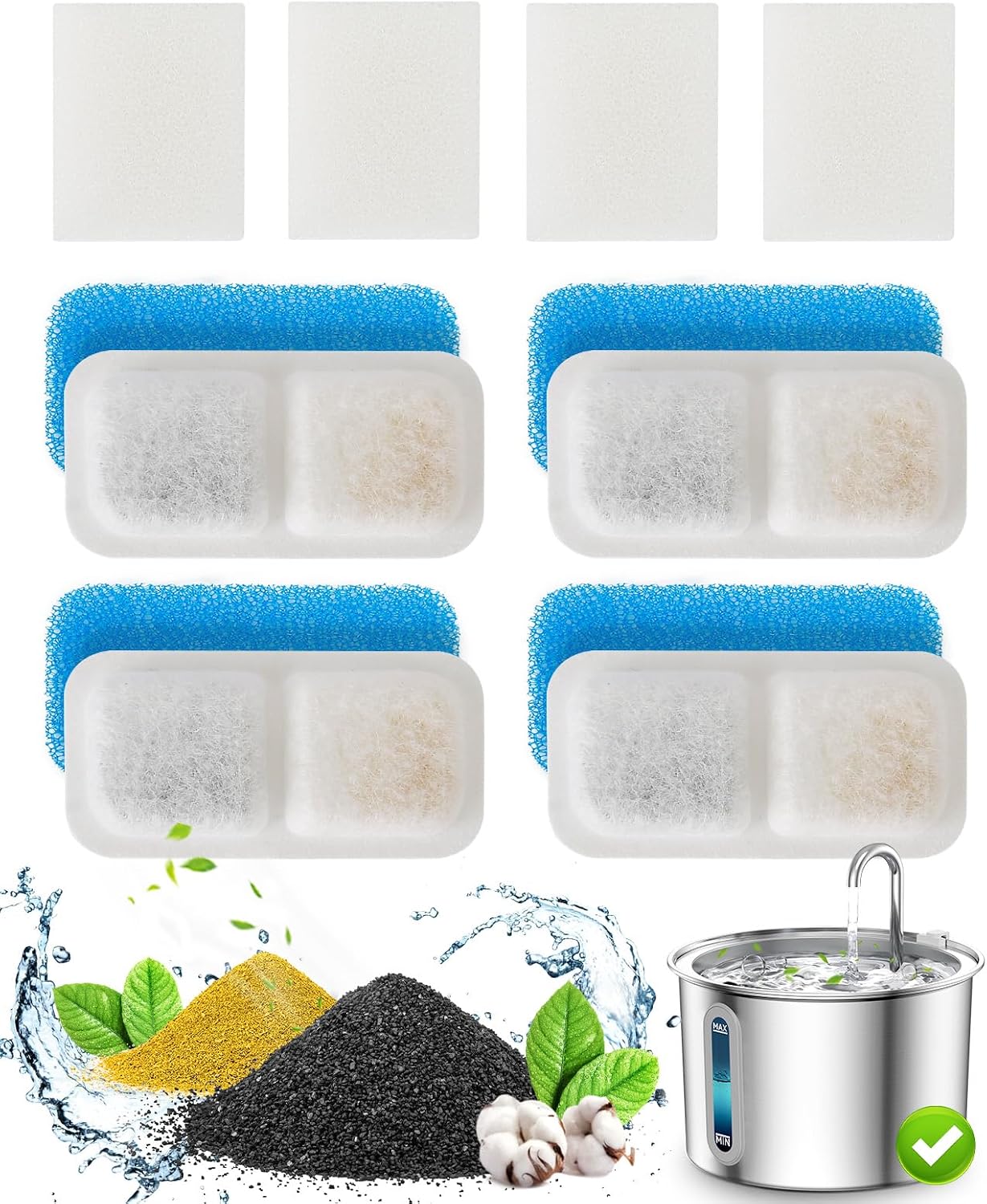 Detalle de oneisall 猫用噴水フィルター 交換用4個入り 64オンス/2Lステンレス製噴水向け