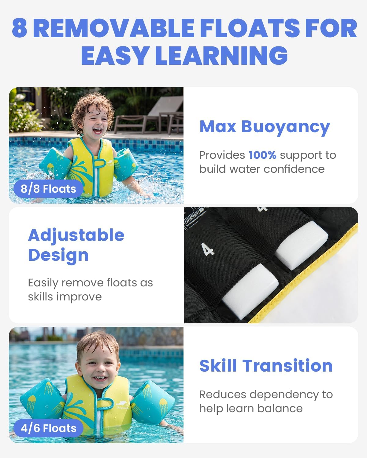 Detalle 2 de Kids swim vest with arm bands 2-6 years