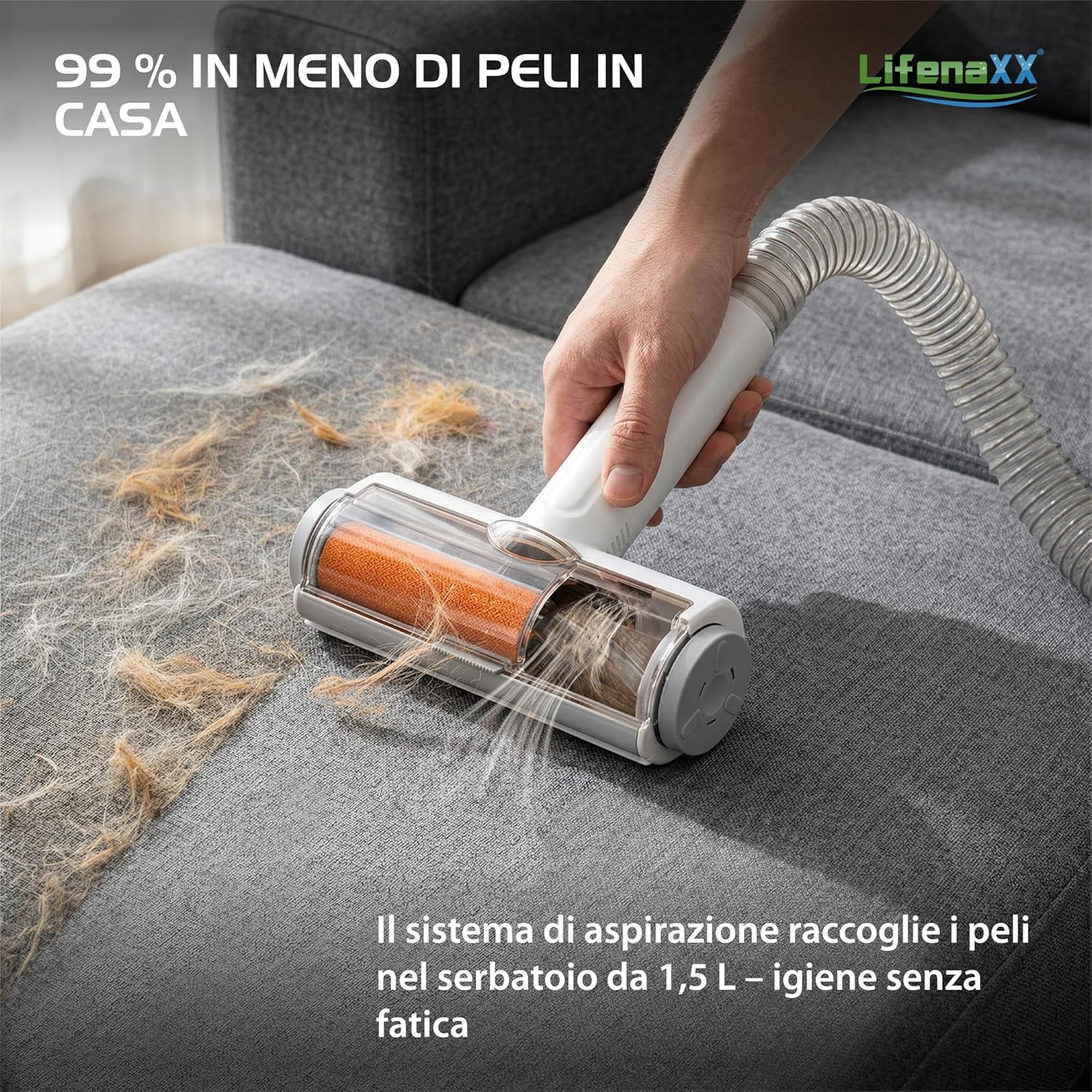 Detalle de Lifenaxx Tosa Animali 6 in 1 con Aspirazione LX-052: kit tosatura silenzioso per cani e gatti