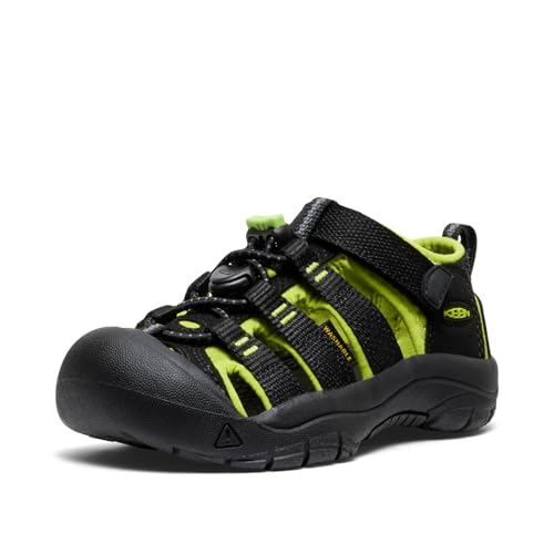 Detalle de KEEN Newport H2 Unisex Niños: Sandalia agua-resistente para aventuras diarias (BLACK/LIME GREEN, 24 EU)