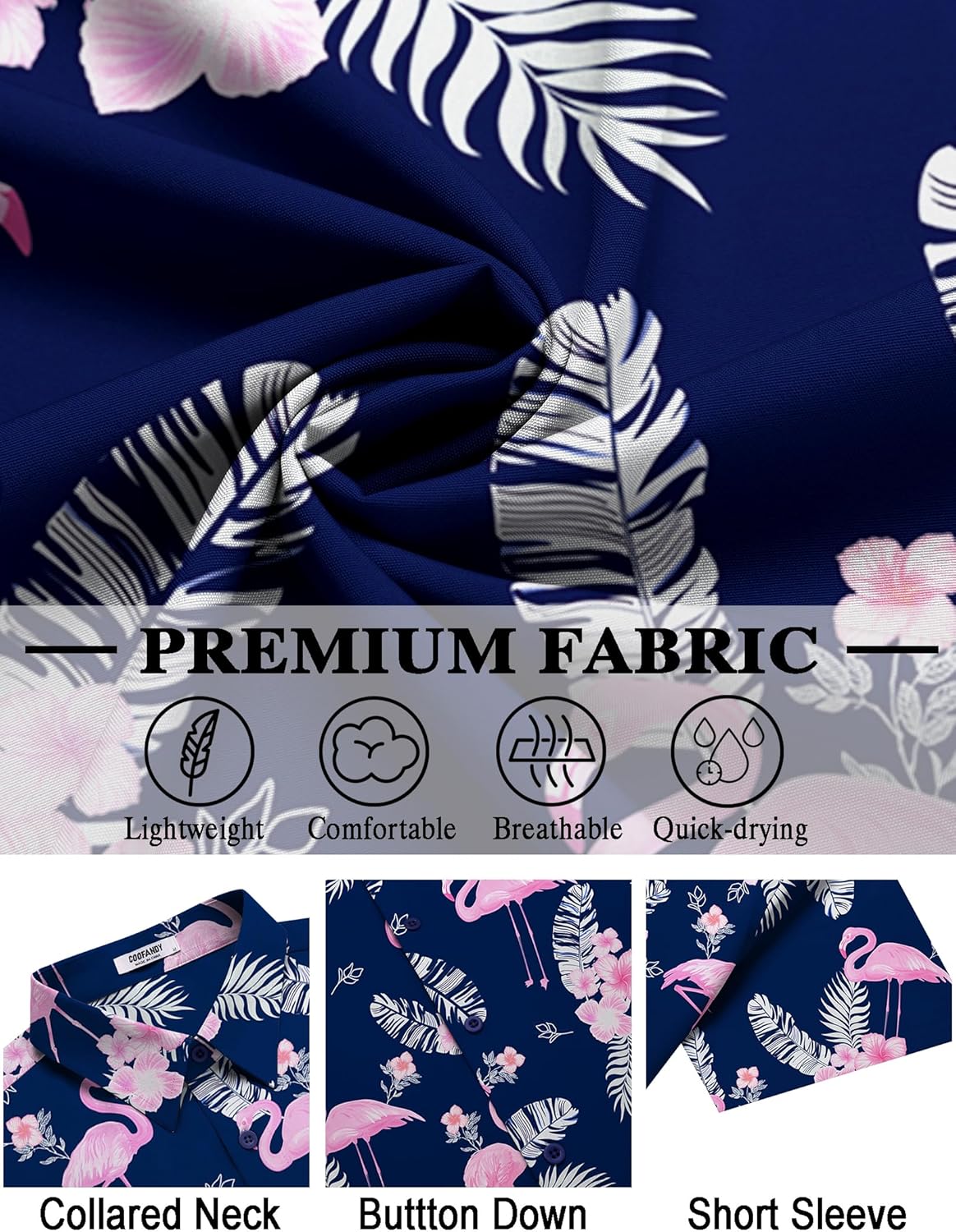 Thumbnail 5 de COOFANDY Men's Hawaiian Shirt Short Sleeve Button Down – Vibrant Tropical Floral for Summer Beach Vibes