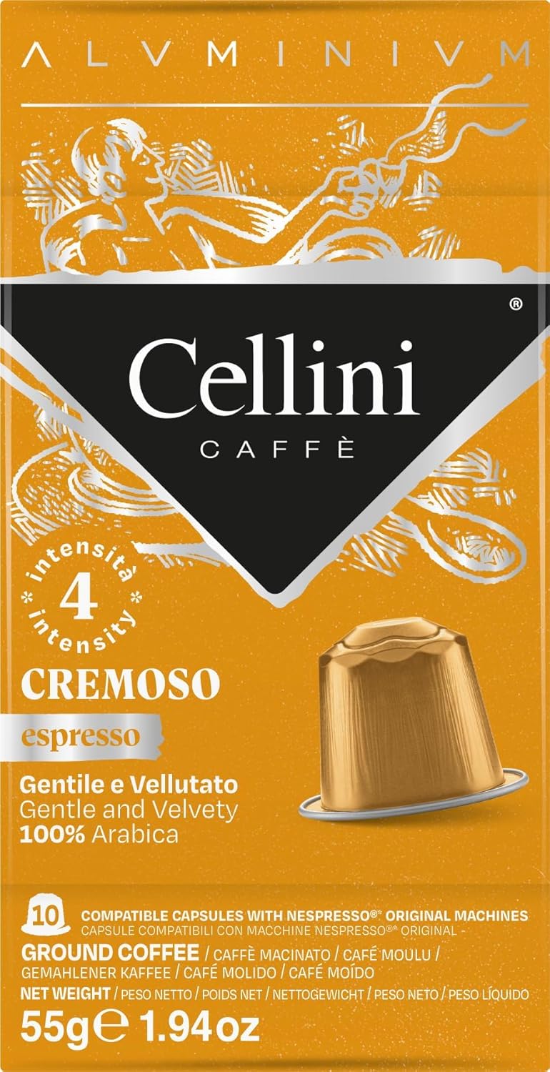 Detalle de Caffè Cellini Capsule Alluminio Compatibili con Nespresso – Cremoso, 100 capsule