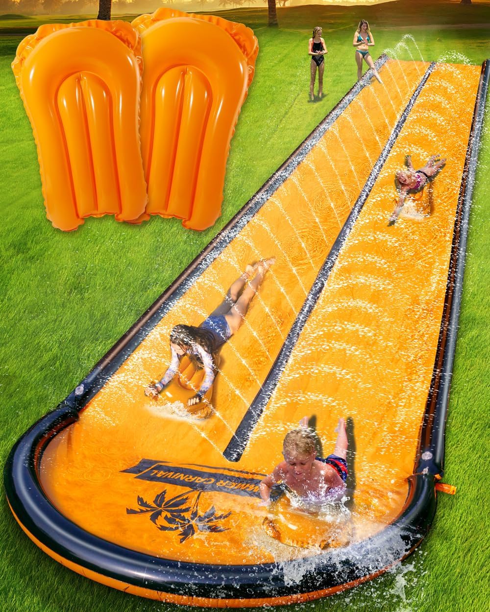Thumbnail 6 de 32ft Slip Water and Slide for Kids & Adults — Extra-Long Backyard Water Slide with Pool and 2 Inflatable Bodyboards