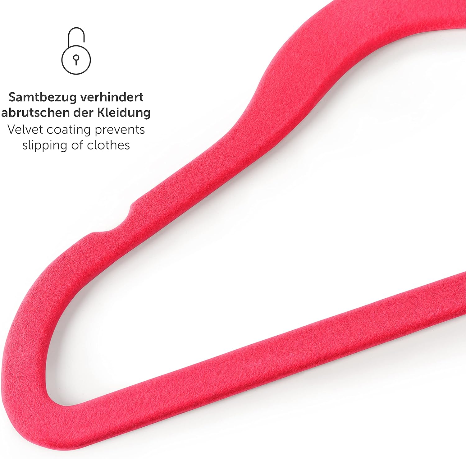 Detalle de Laleni Kids Velvet Clothes Hangers, 30 Pink Non-Slip Hangers with 360° Hooks