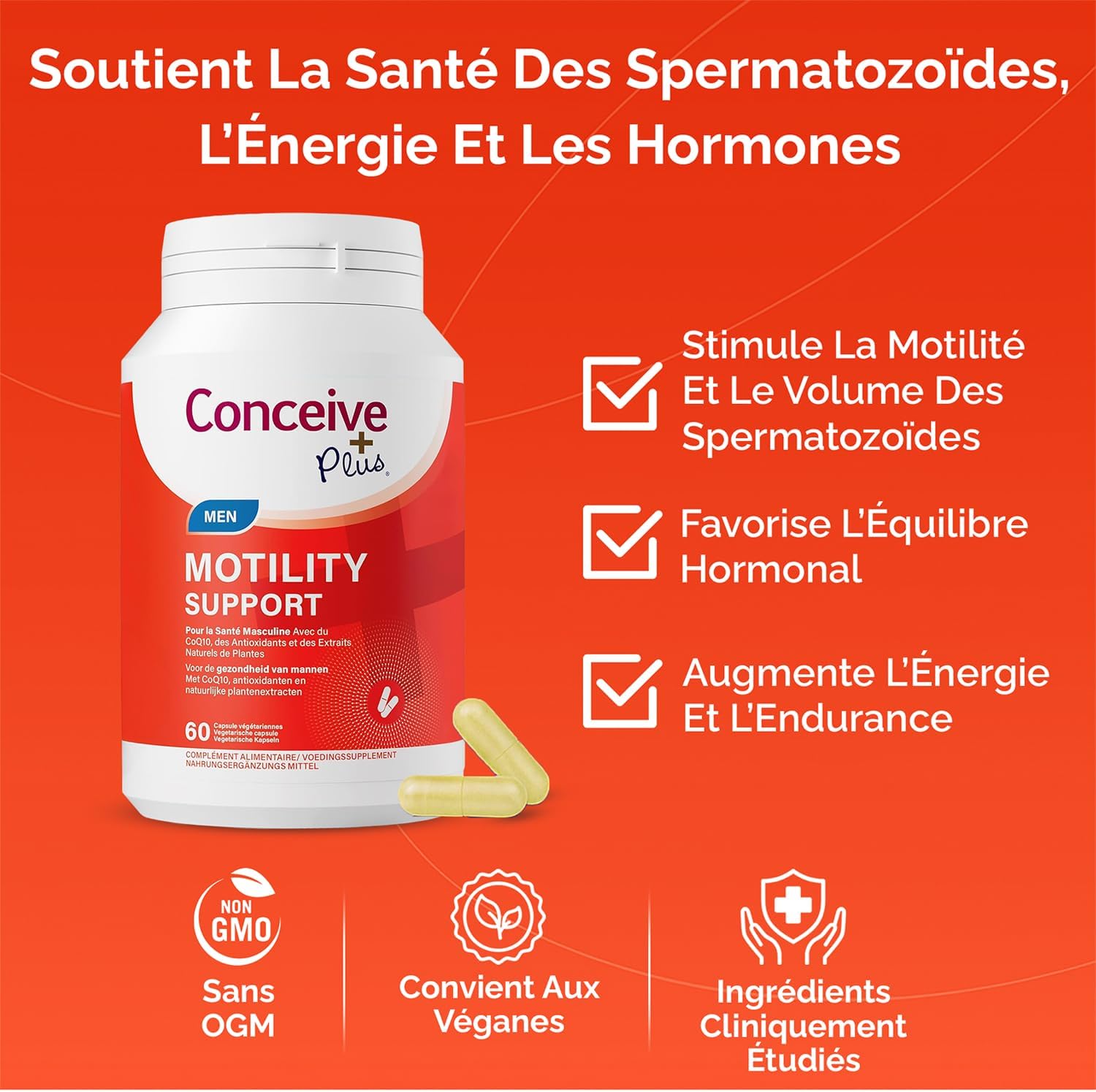 Detalle 2 de CONCEIVE PLUS Motiliteitsondersteuning, 60 capsules voor mannelijke vruchtbaarheid