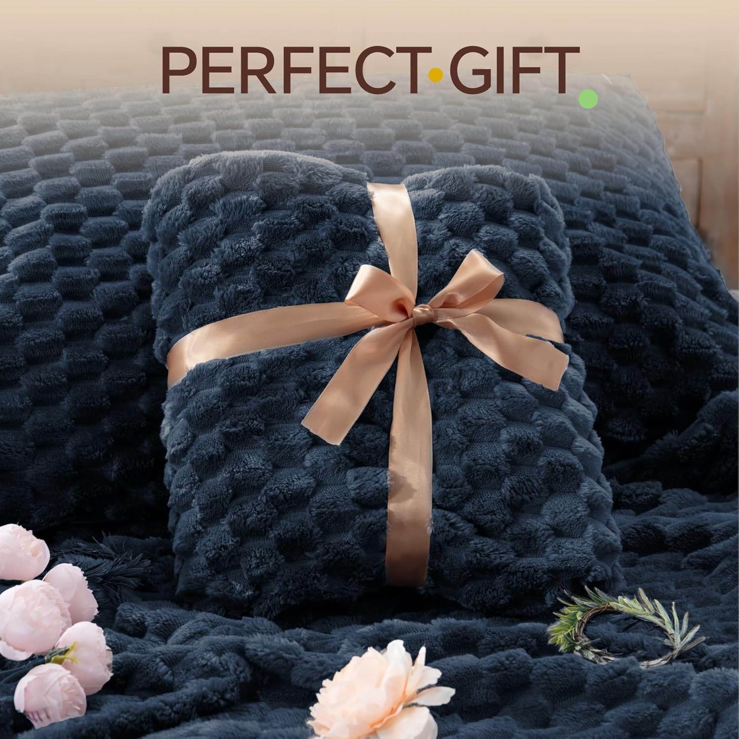 Thumbnail 6 de BEDELITE Fluffy King Size Comforter Set, Navy Blue Fleece, 3 Pieces