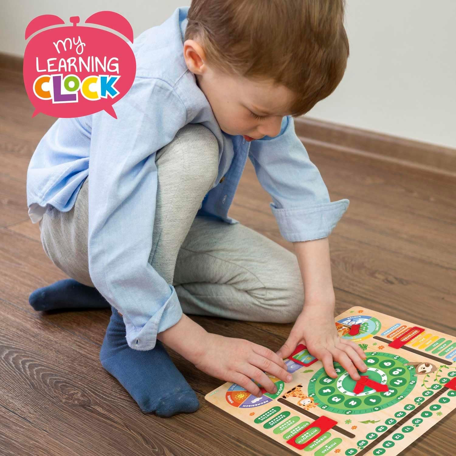 Thumbnail 6 de CRAZE My Learning Clock Animals – Lernuhr aus Holz, grün, Lernhilfe für Kinder inkl. abnehmbarem Ständer