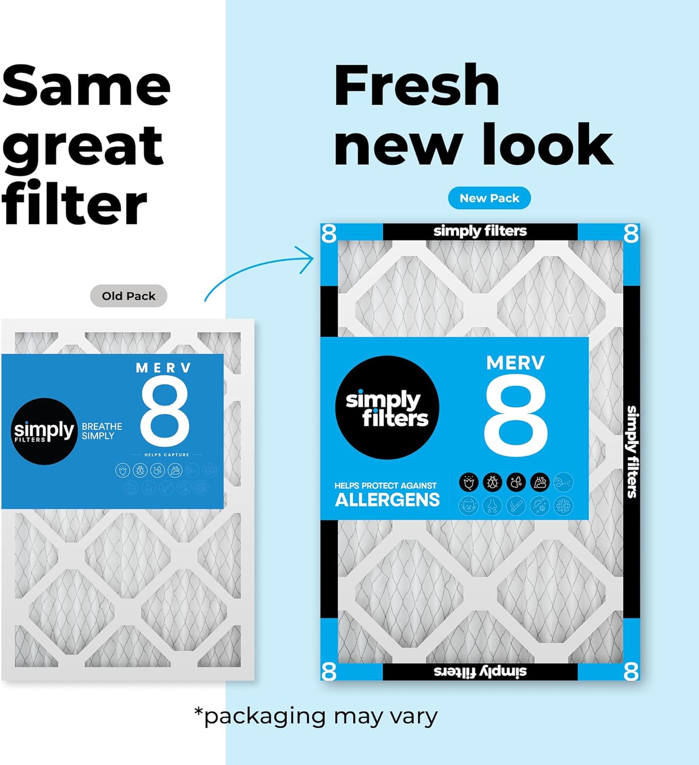 Detalle de Simply Filters 6-pack: 20x24x1 MERV 8 Air Filters (Actual 19.75x23.75x0.75) for Home HVAC