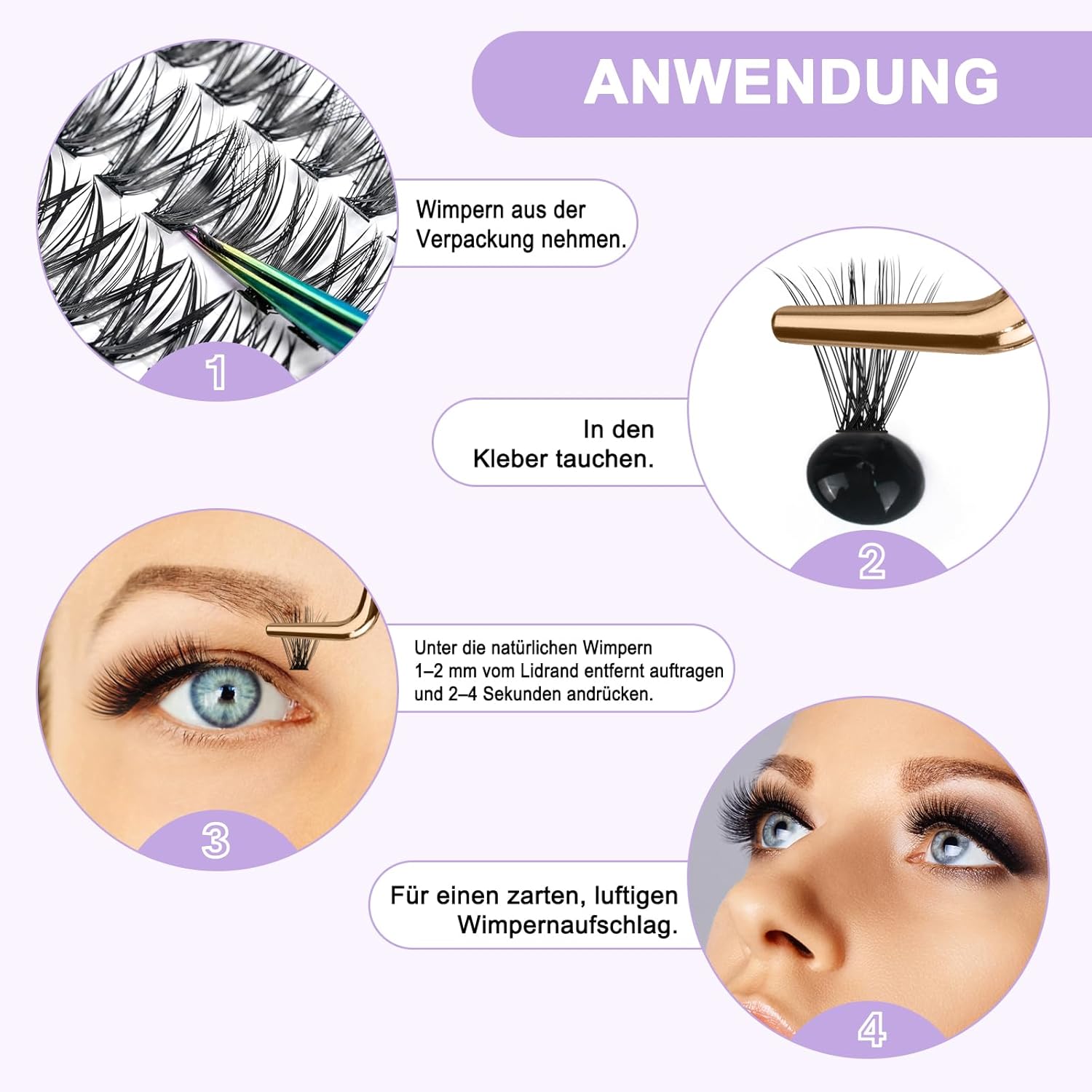 Thumbnail 3 de B&Q Einzelne Wimpern – 280 Stück 40D+50D Mix für DIY Wimpernverlängerung (8–16 Mix)