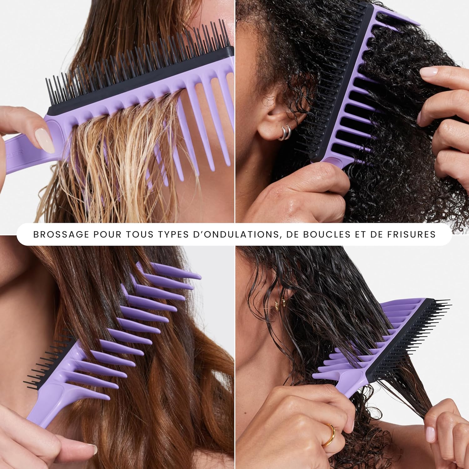 Thumbnail 6 de Tangle Teezer Wide Tooth - Peigne bouclés et frisés 3C-4C, picots longs et courts, lilas et noir